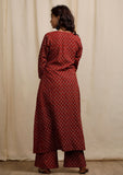 Red Ajrakh Print Straight Kurta