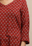 Red Ajrakh Print Straight Kurta