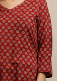 Red Ajrakh Print Straight Kurta