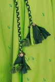 Mint Green Halter Neck Gathered Flared Sleeveless Woven Kurta with Tie Around Waist Belt