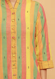 Yellow Multicolor Stripe Straight Woven Kurta