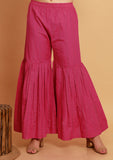 Pink Checks Sharara Woven Pants