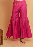 Pink Checks Sharara Woven Pants