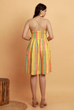 Yellow Multicolor Flared Sleeveless Woven Dress