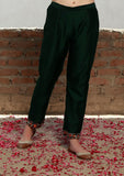 Solid Green Chanderi Narrow Pants