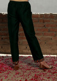 Solid Green Chanderi Narrow Pants