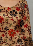 Set Of 3: Beige Kalamkari Printed Cotton Silk Straight Kurta With Chanderi Narrow Pants & Georgette Dupatta.