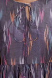 Purple Gathered And Flared Cotton Ikkat Dress