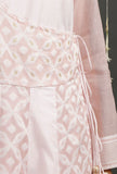Set Of 2: Pearl Pink Floral Jamdani Angrakha Kurta Dress With Pink Churidar Pants