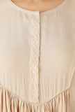 Beige Gathered And Flared Kurta