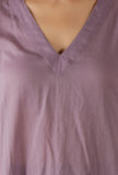Mulmul Cotton Lilac V Neck Kurta