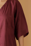 Mulmul Cotton Plum V Neck Button Down Shirt