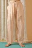 Set Of 2: Mulmul Cotton Peach Bandhgala Kurta And Straight Fit Pants