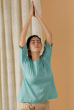 Mulmul Cotton Solid Turquoise Blue Top