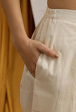 Off White Cotton Schiffli Narrow Pants