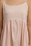 Baby Pink Cotton Schiffli Gathered Slip Dress