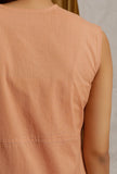 Set Of 2: Peach Cotton Schiffli Front Button Dress & Bustier Crop Top
