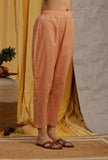 Peach Cotton Schiffli Straight Narrow Pants