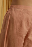 Peach Cotton Schiffli Straight Narrow Pants