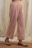 Bermuda Peach Straight Pants With Sequin Embroidery