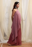 Opera Mauve One Shoulder Asymmetrical top with sequin embroidery
