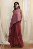 Opera Mauve One Shoulder Asymmetrical top with sequin embroidery