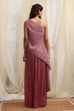 Opera Mauve One Shoulder Asymmetrical top with sequin embroidery