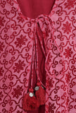 Carmine Red Brasso Organza & Plain Organza Front Tie-up Overlay