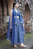 Urvi Indigo Blue Organza Front-Open Asymmetrical Zari Embroidered Shrug