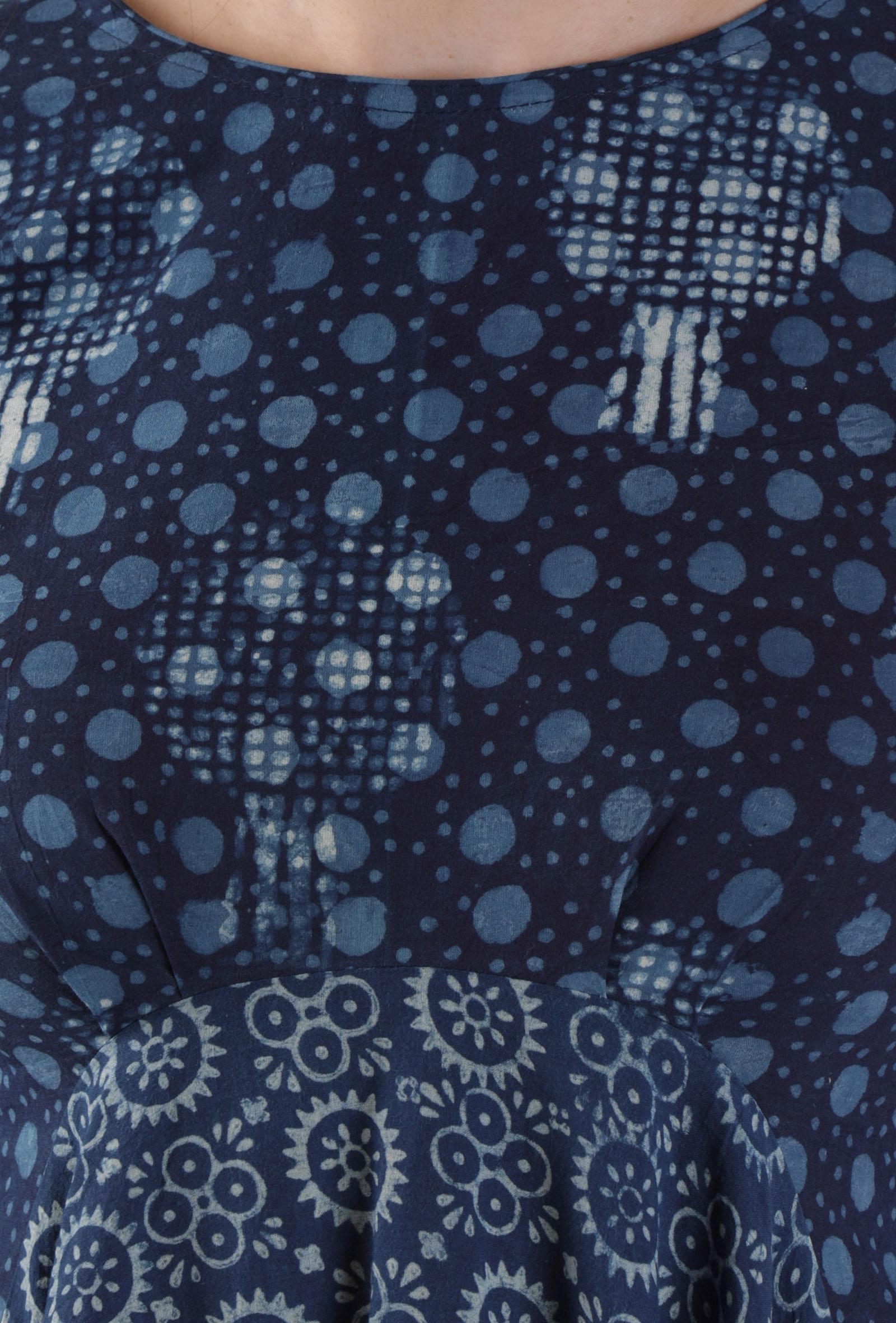 Alpi Indigo Printed Panelled Asymmetric Kurta Dress