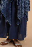 Alpi Indigo Printed Panelled Asymmetric Kurta Dress