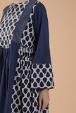 Set Of 2:Ramya Indigo Buta Printed Panelled Gathered Kurta & Palazzo Pants