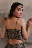 Black Banarasi Jacquard Crop Top