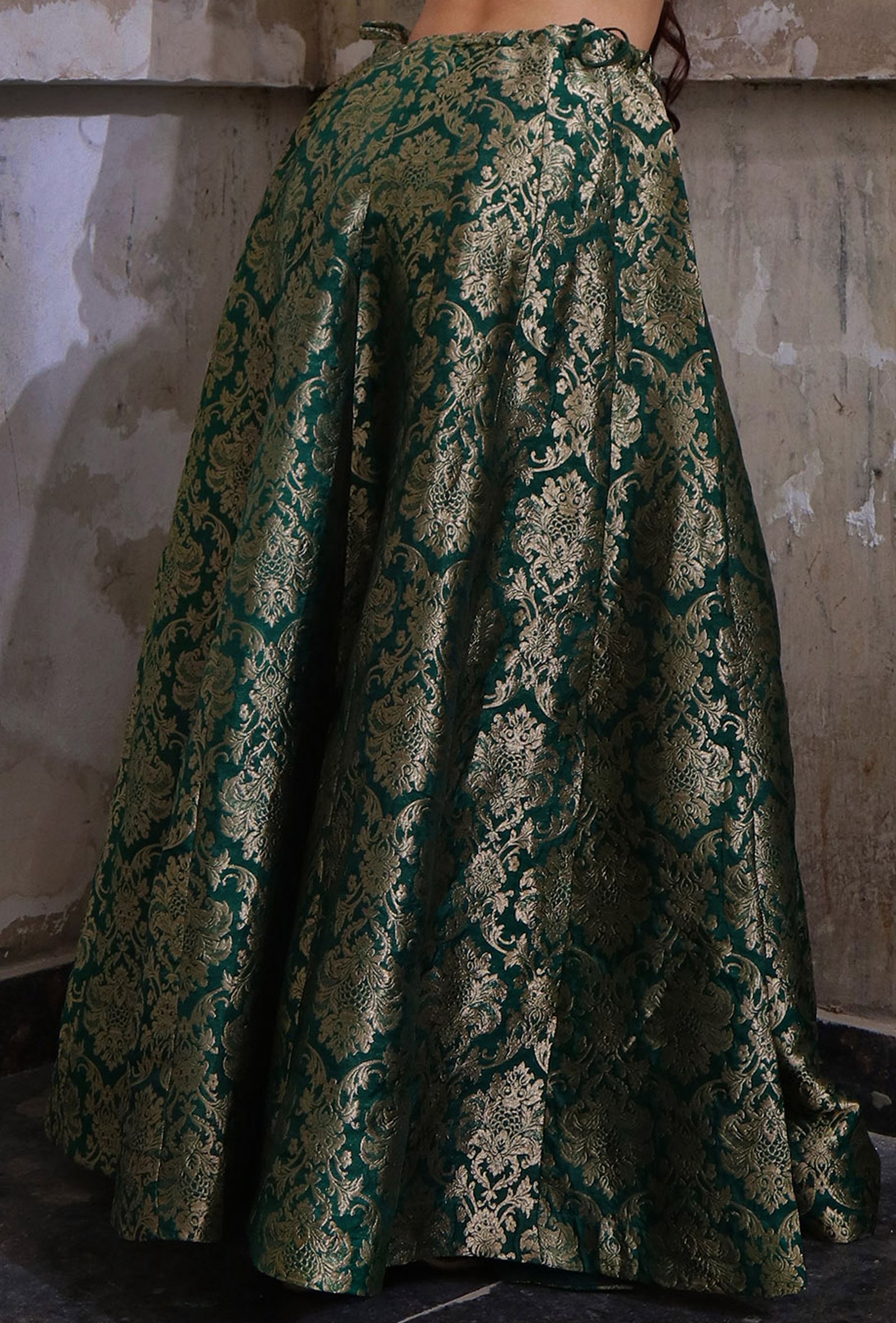 Shop for Green Banarasi Silk Dress Online | Mirra clothing