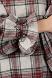 Smoke Grey Woven Tartan Checks Phiran Kurta With Pockets
