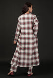 White Woven Tartan Checks Phiran Kurta With Pockets