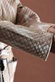 Cedar Ecru Ikat & Black Ajrakh Printed Reversible Quilted Wrap Coat