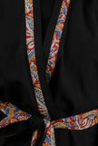 Ziya Black Cashmilon Overlay Cape With Kalamkari Detailing & Waist Belt
