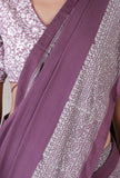 Cotton kota mauve color blockprinted border saree