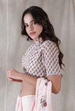 Lemonade pink color kota cotton blockprinted blouse