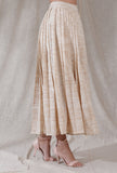 Ivory tan color khadi pleated flared ankle length skirt