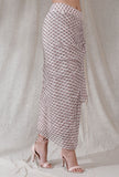 Baby pink color kota cotton contrast color floral blockprinted sarong draped high waist long skirt