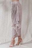 Baby pink color kota cotton contrast color floral blockprinted sarong draped high waist long skirt