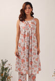 Cara multicolour floral chintz satin muslin box plated tunic festive on a female model