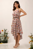 Airi Floral Chintz Assymentrical Dress With Cruelty Free Belt