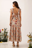 Amala Floral Chintz Ruffled Long Dress With Back Tie Up Details