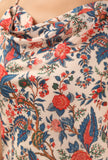 Set Of 2: Bella Floral Chintz Cowl Neck Kurta Dress With Organza Pallazo Pants
