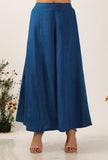 Set Of 3: Serena Floral Chintz Straight Kurta With Serena Flared Organza Flared Pants & Organza Dupatta