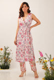 Set Of 2: Nadia Floral Chintz Wrap Tunic Dress With Narrow Fit Pants