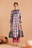 Set Of 3: Aashna Allover Kalamkari Tier Kurta Set With Sheer Organza Dupatta